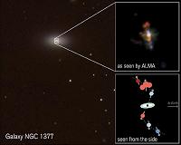 Alma finds a swirling, cool jet that reveals a growing, supermassive black hole