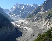 How much debris is lying on glaciers