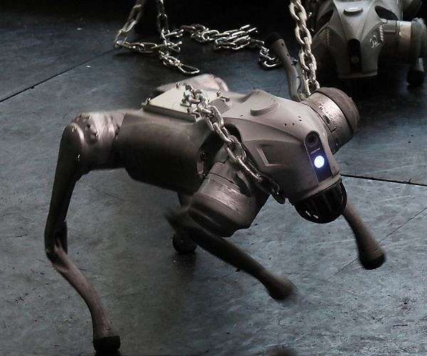 Artist chains up thrashing robot dog to expose AI fears