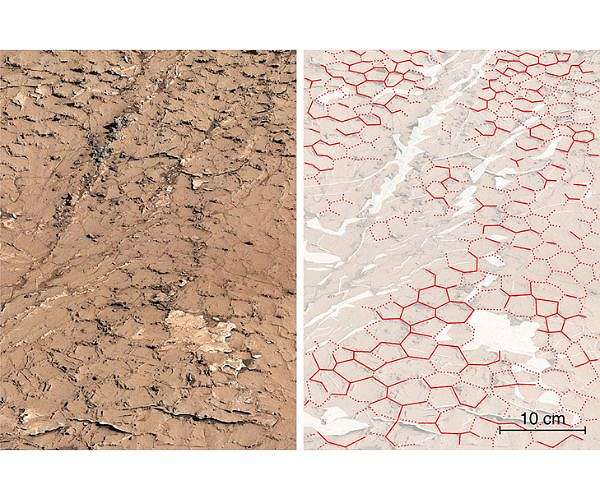 Cracks in ancient Martian mud surprise Curiosity team