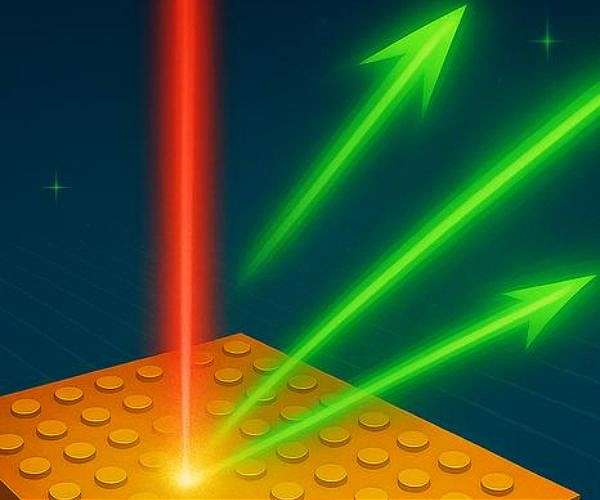Ultra thin metasurface chip turns infrared into steerable visible beams