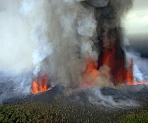 Orange smoke billows out of Congolese volcano
