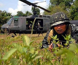 Philippines battles rebels after air strike