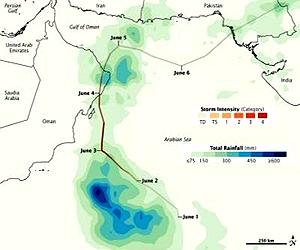 NASA's TRMM Satellite Provides Rainfall Estimate For Cyclone Phet