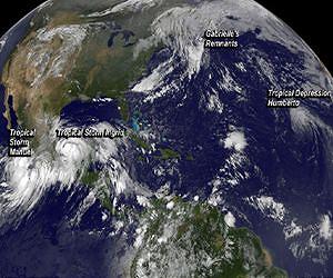 GOES Satellite Catches Three Tropical Cyclones in One Shot, Sees Gabrielle Absorbed