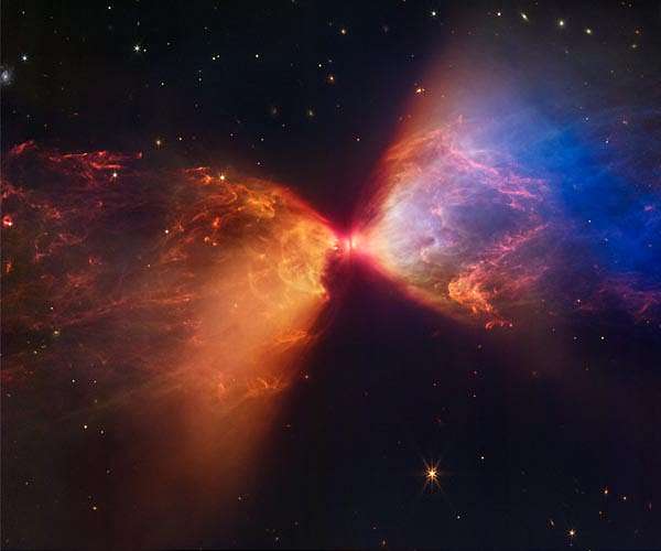 Webb catches fiery Hourglass as new star forms