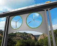 Viaducts with wind turbines, the new renewable energy source