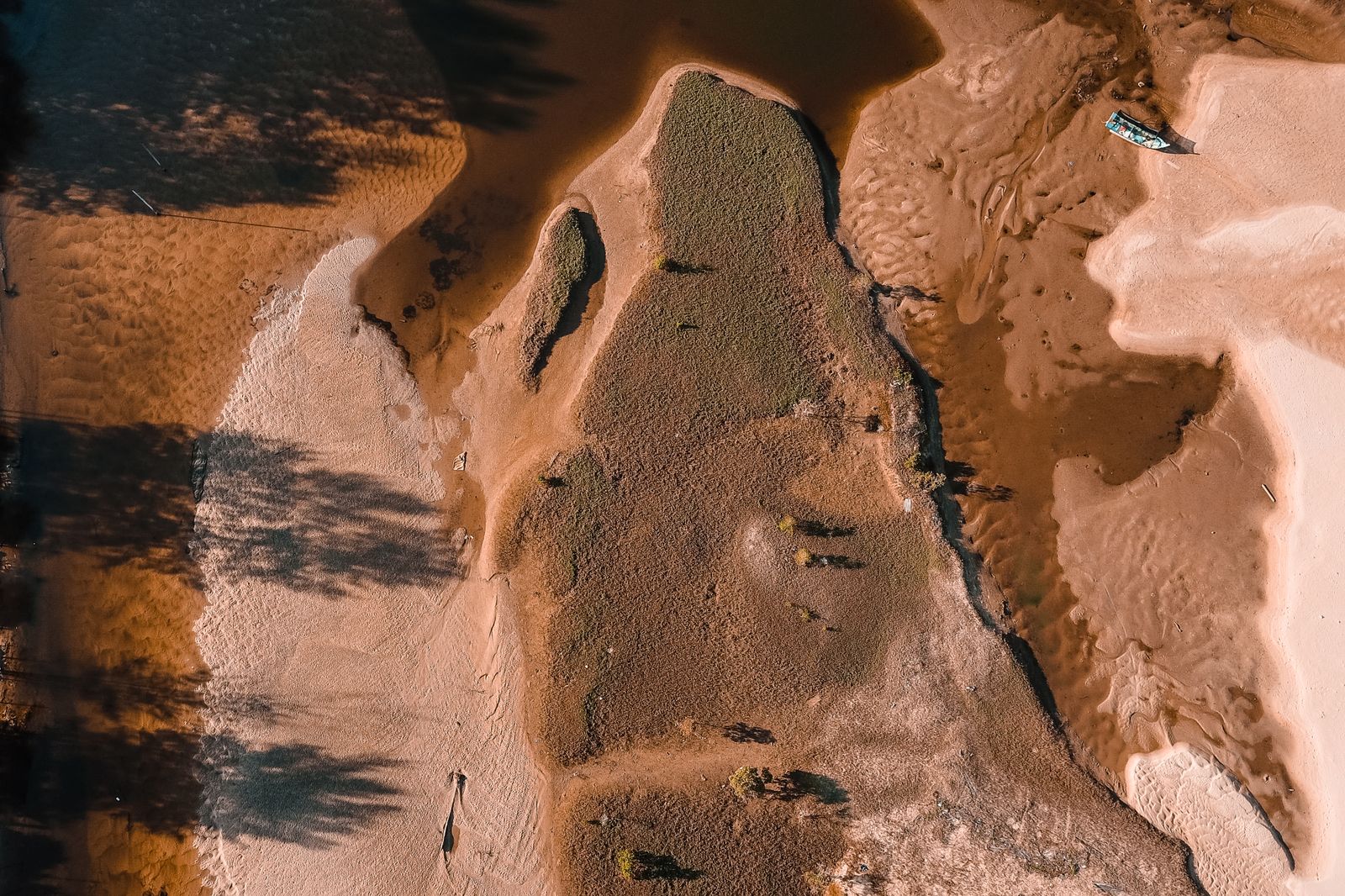braided river sandbars dawn